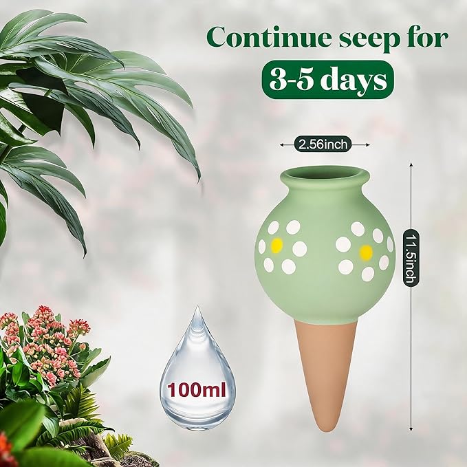 Terracotta Watering Spike Set, 4 Pcs Self Watering Planter Insert, Automatic Plant Watering Devices for Vacation Care, Garden/Office/Outdoor/Indoor Plant Decoration