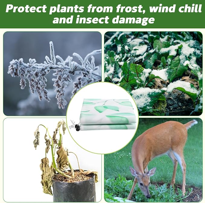 2 Pack Plant Covers Freeze Protection Winter Frost Covers with Zipper Drawstring Reusable Frost Cloth for Outdoor Winter Weather Shrubs Trees Jacket (70.9" X 82.7")