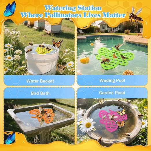 Floating Bee Island Watering Station - 5 Pack, Bee-Friendly EVA Foam, No Sinking, Drowning-Proof, Fade-Proof, Pre-Cut, Birdbath, Pools & Garden Hydration Solution for Pollinators (6.3 Inch)