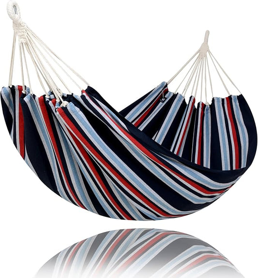 SUNCREAT Hammocks Outdoor Camping Double Hammock, Extra Large 2 Person Hammock for Camping, Navy & Red