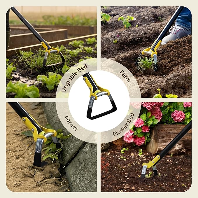 Stirrup Hoe,Effcient Scuffle Hoes with Sharp Blade,Adjustable Long-Handle Scuffle Hoe Garden Tool with 30-54 Inch,Action Hoe,Hula Hoes Garden Tool for Raised beds,Vegetable and Flower beds