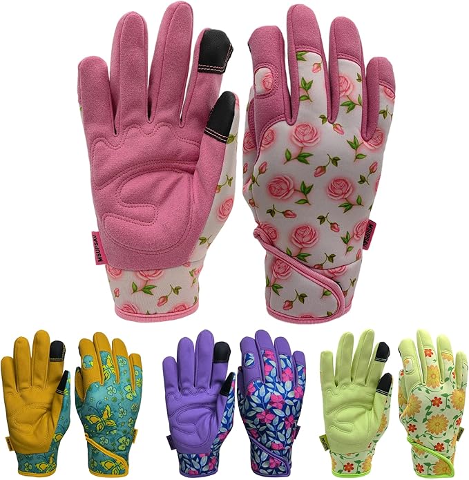 Gardening Gloves,Women Yard Work Garden Glove,Gifts | Thorn Proof,Puncture Resistant,Touchscreen,Gift,Leather,Spandex