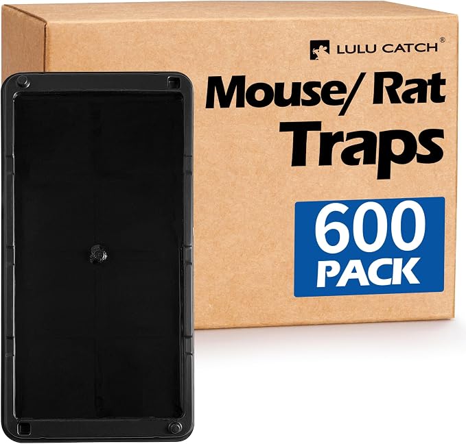 LULUCATCH Mouse Traps, 600 Pack Large Glue Traps Mouse Traps Indoor for Home, Pre-Baited Non-Toxic Bulk Glue Boards for Mice, Snakes, Rat, Lizard, Cockroach & Spiders, Pet Safe, Easy to Use