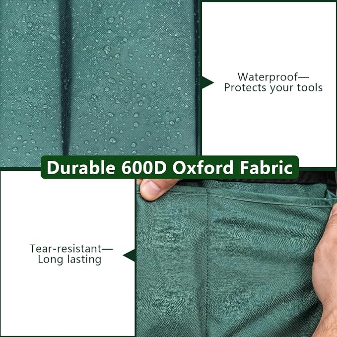 Gonetre Garden Tool Bag for Garden Kneeler, 600D Oxford Fabric Large Capacity Pouch Bag Multiple Storage Pockets Organizer for Outdoor Gardening Kneeling Stool 11.8"x7.5"