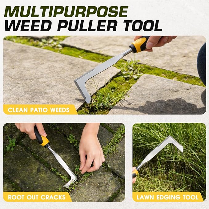 SWANSOFT Crack Weeder – Crevice Weeding Tool for Sidewalk, Driveway & Garden, Garden Tools for Weeding, Heavy-Duty Stainless Steel Crack Weeder Tool,Ergonomic Handheld Crack Weeder