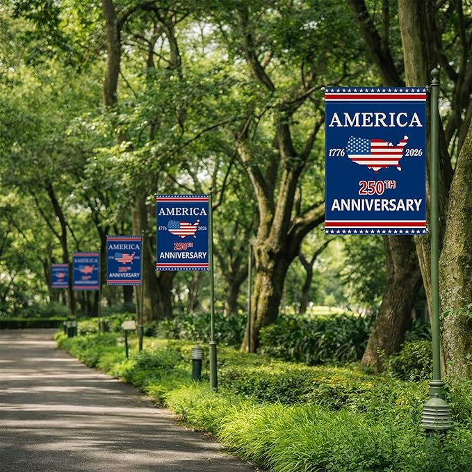 250 Anniversary USA Garden Flag, 250th Anniversary America Flag 250 Year Patriotic Banner American 4th of July Freedom Yard Sign Double-Sided Waterproof 1776-2026 Commemorative Flag 12x18 Inch