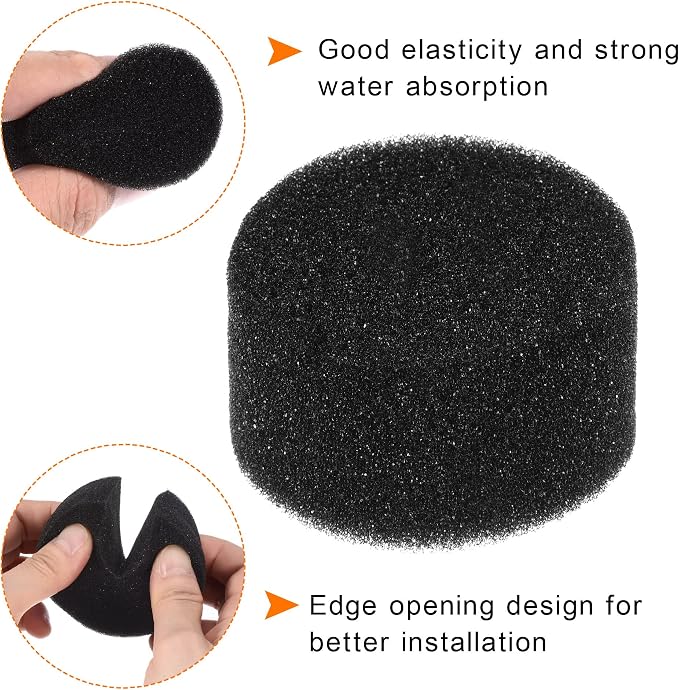 MECCANIXITY 50pcs Hydroponic Sponges, 1.97" Growing Media Cylindrical Sponges for Home Vegetable Flower Planting, Black