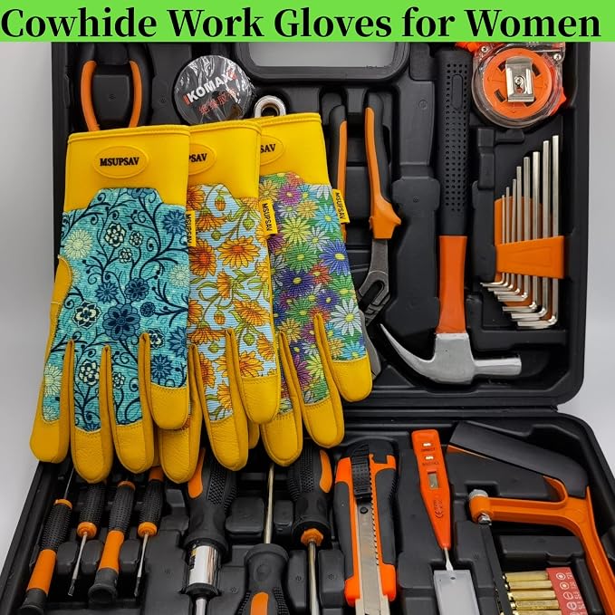 Gardening Gloves,Women Yard Work Garden Glove,Gifts | Thorn Proof,Puncture Resistant,Touchscreen,Gift,Leather,Spandex