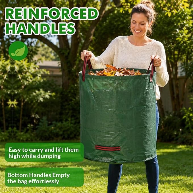 Reusable Yard Waste Bags, 72 Gallon Lawn and Leaf Bags 3-Pack, Collapsible Heavy-Duty Garden Bags, Stand-Up Yard Waste Container for Leaves, Grass Clippings and Lawn Debris