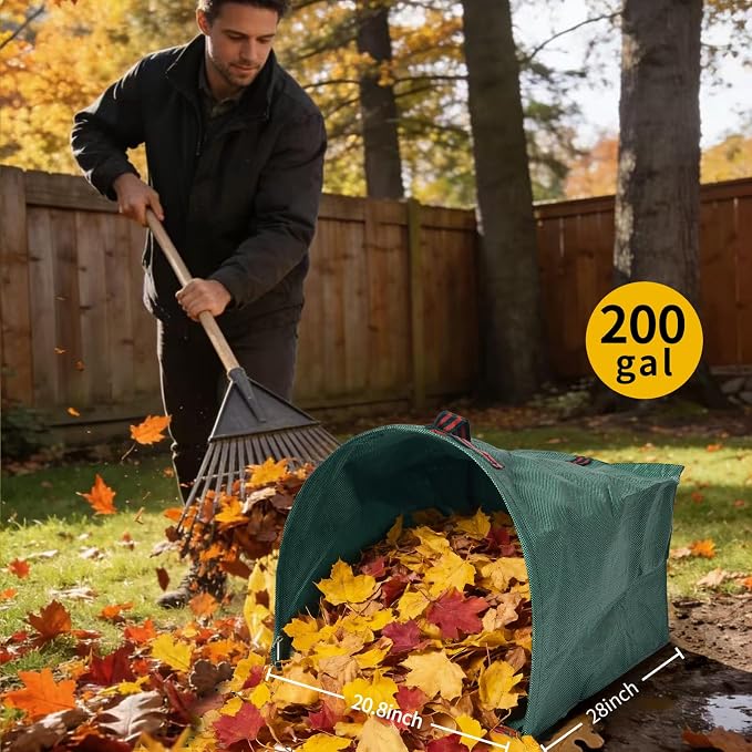 yard waste bags, 3 pcs, 52 gallon capacity, suitable for grass clippings, fallen leaves and tree trimmings, yard debris, grass clippings, foldable trash can