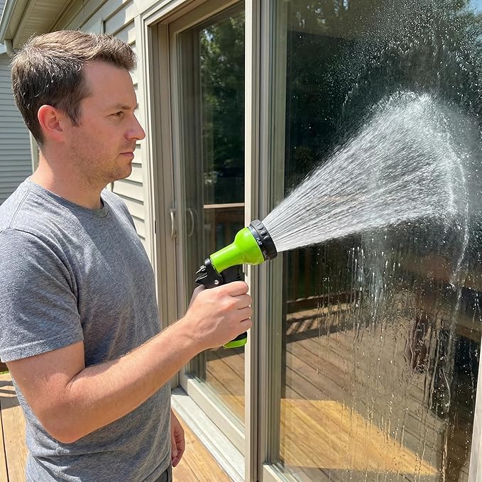 Garden Hose Nozzle Sprayer-This High Heavy-Duty Spray Nozzle Offer 9 Watering Patterns for Watering Plants,Lawns &Gardens,Washing Cars,Household Cleaning and Showering Pets (Green-dark)