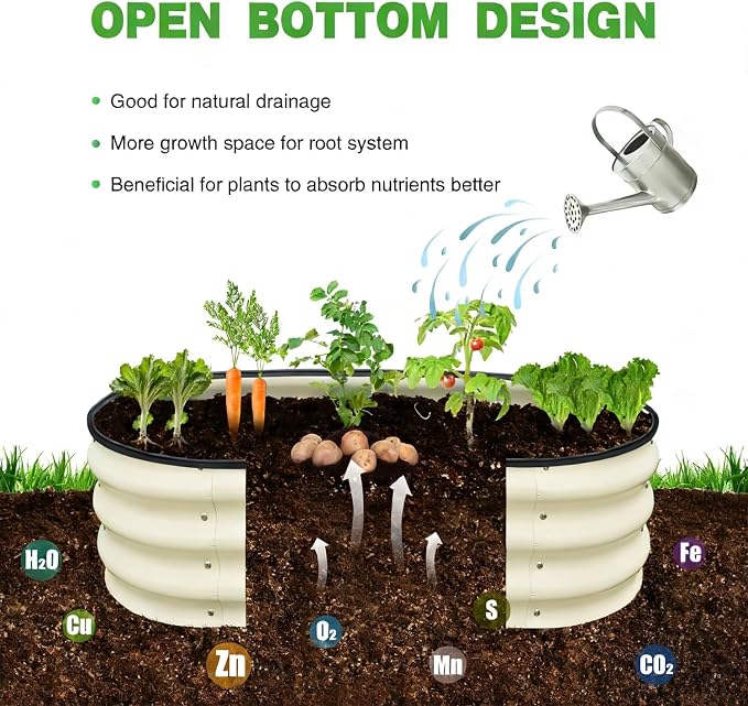 GrowHaus 4x2x1ft Galvanized Raised Garden Bed, Planter Boxes Outdoor Metal Garden Beds for Planting Vegetables Flowers Herbs Milk White