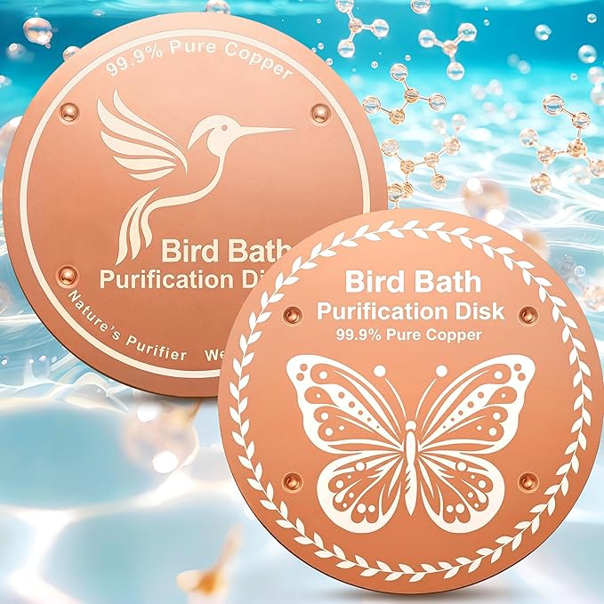 Bird Bath Purification Disk Pure Copper Outdoor Winter Solar Power Birdbath Deicer Cage Hanging Bowl Metal Deck Railing Glass Concrete Ceramic Stone Stand Water Butterfly Gifts