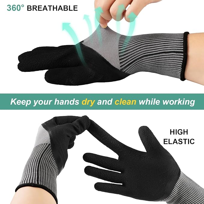 Trifabricy Garden Gloves for Women/Men - 6 Pairs Latex Gardening Gloves with Grip, Protective Work Gloves for Lawn Yard