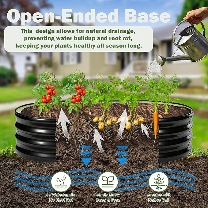 2 PCS Galvanized Raised Garden Bed 4x2x1 Ft, Oval Metal Outdoor Planter Box Kit with Safety Rubber Edge, Easy Assemble Bottomless Large Planting Container for Vegetable, Flower, Fruit, Grey