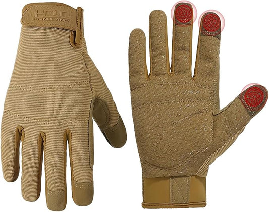HANDLANDY Work Gloves for Men & Women, Utility Mechanic Working Gloves Touch Screen, Flexible Gardening Gloves for Yard