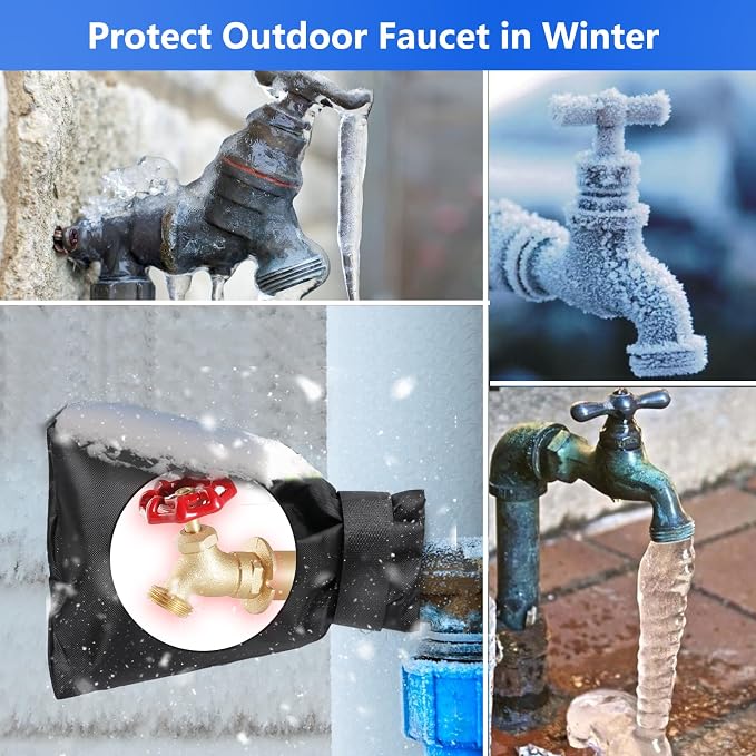 Outdoor Faucet Covers 2Pack 8.5″x5.9″x1.9″ Thicker Hose Bib Insulation Cover Waterproof & Frost Free Outside Spigot Cover Bag Insulated Covers