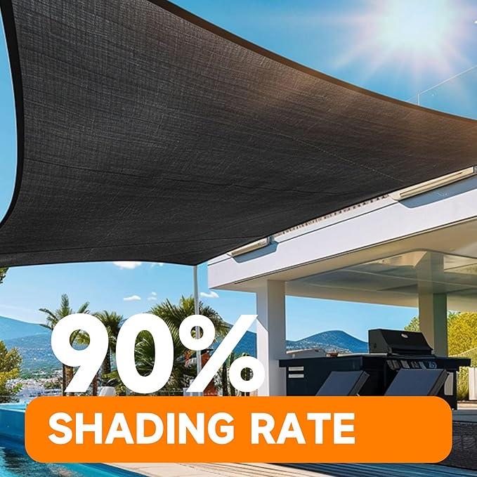 90% Shading Rate 10'x12' Black Shade Cloth,UV Resistant Durable Mesh Tarp with Grommets&Reinforced Edges, Shade Net Using for Plants Cover, Greenhouse, Dog Kennel, Patio, Chicken House