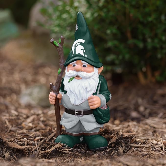 FOCO NCAA Unisex-Adult NCAA College Team Logo Holding Stick Garden Statue Outdoor Gnome