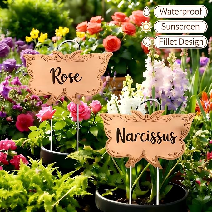 Metal Plant Labels 11in Tall 30 Pack Rose Gold Outdoor Waterproof Garden Label Large Garden Seed Stake Tags for Flowers Fruits and Vegetables