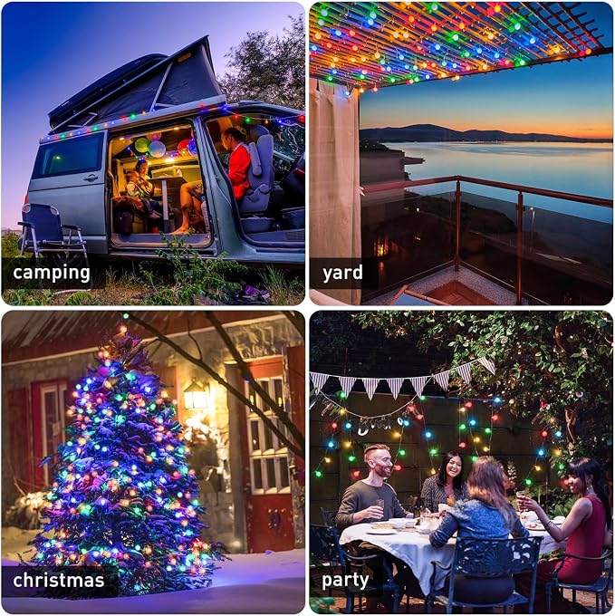 JMEXSUSS 100 LED Christmas Lights Indoor Plug in, 33ft 8 Mode Globe String Lights with Remote, Connectable Fairy Lights for Bedroom Room Tree Party Holiday Christmas Decoration (Multicolor)