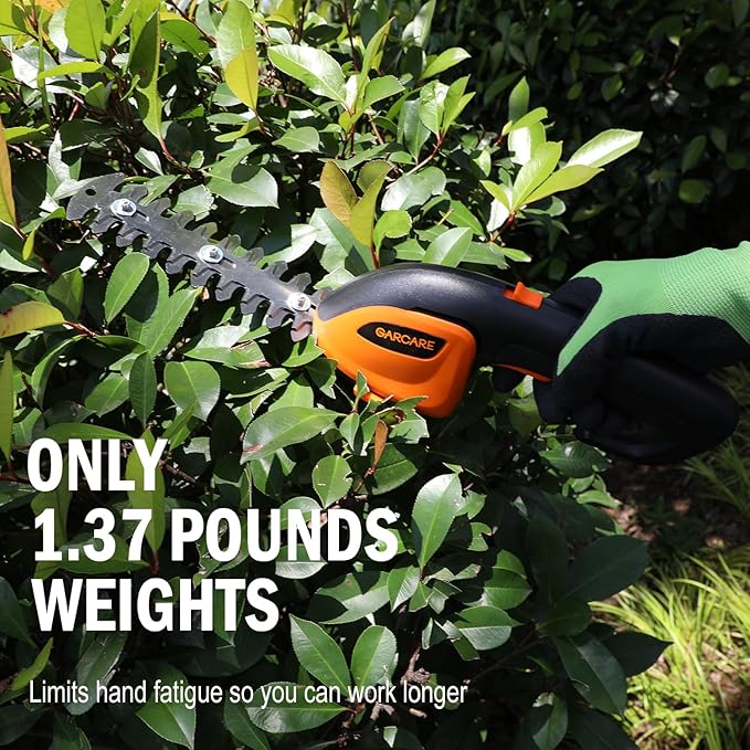 GARCARE 2-in-1 Cordless Grass Shear & Shrub Trimmer, 7.2V Lightweight Handheld Grass Trimmer, Cordless Trimmer for Bushes with 2000mAh Battery & Type-C Charging