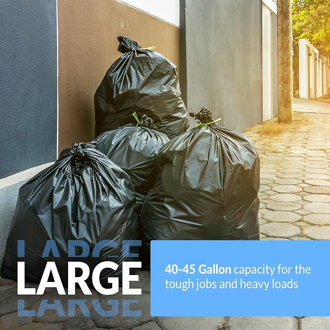 Reli. 40 to 45 Trash Bags Heavy Duty | 50 Trash Bags | Super Sizeable for Serious Garbage Cleanup (Black)