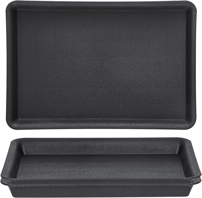GREANER 3 Packs Plant Saucers Rectangular, 15x11x1.2 Inch Heavy Plastic Plant Saucer Drip Tray, Flower Pot Tray for Indoors Outdoor Plant Pots, Thick Drip Tray for Garden Potted Water Drips and Soil
