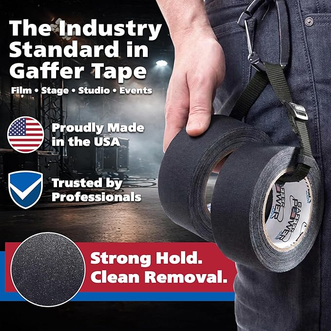 Gaffer Power Proudly Made in The USA, Real Professional Grade Gaffer Tape, Heavy Duty Gaffers Tape, Non-Reflective, Multipurpose. 2 Inches x 30 Yards, Fluorescent Green
