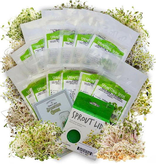 Handy Pantry Organic Sprouting Seed Assortments - Microgreens, Sprout Seeds Variety Pack (12 Pack - Premeasured)