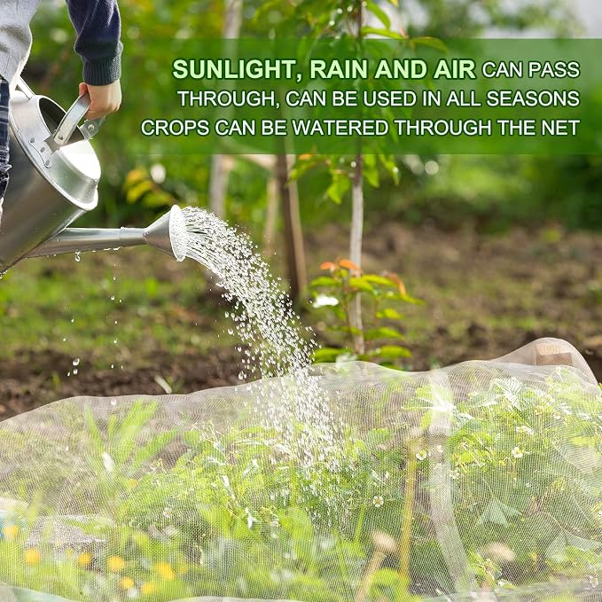 Garden Netting, Jevrench Durable Ultra Fine Garden Netting, Garden Plant Cover Row Cover Makes Plants, Vegetables, Fruits, and Flowers Grow Better (4ft x 25ft)