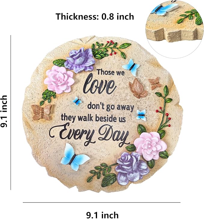 Memorial Garden Stone, Dual Use Stepping Stone & Wall Decor with Touching Message – Those We Love Don't Go Away, Resin Plaque for Outdoor & Indoor Use