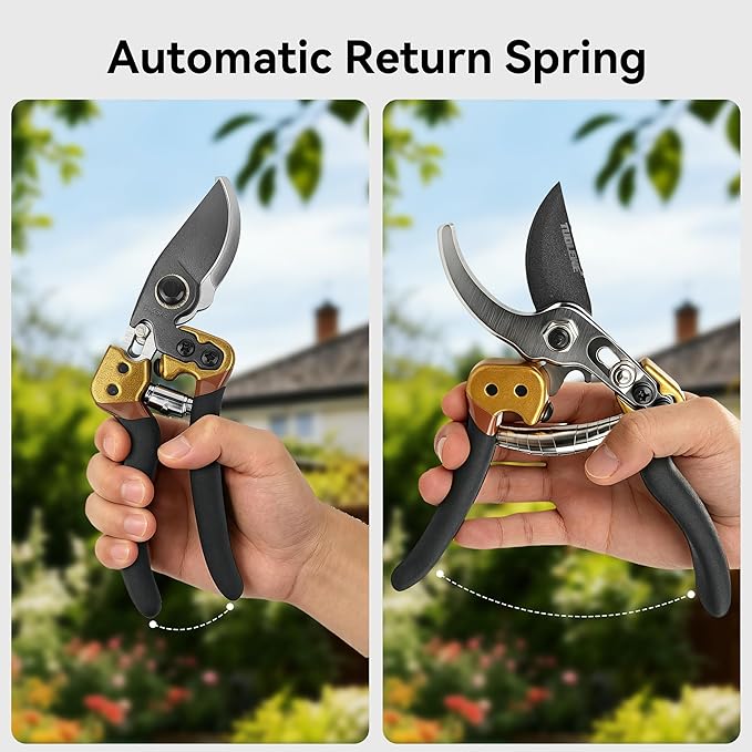 Professional Pruning Shears, Japanese SK5 Steel Blades for Precise Trimming, Bypass Pruners, Heavy Duty Garden Clippers for Branch Cutting, Bonsai, and Gardening