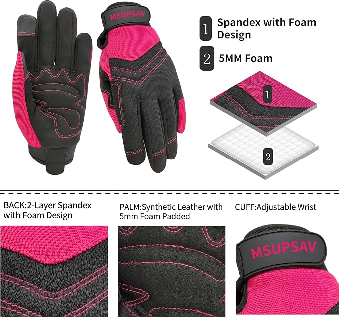 Gardening Gloves,Women Yard Work Garden Glove,Gifts | Thorn Proof,Puncture Resistant,Touchscreen,Gift,Leather,Spandex
