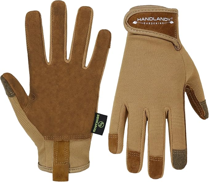 HANDLANDY Gardening Gloves for Women, Breathable Ladies Leather Garden Yard Gloves Best Gift for Gardeners