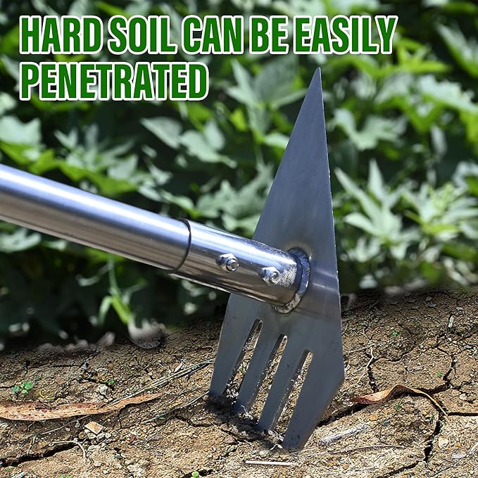 BARAYSTUS Garden Hoe Tool and Weeder, 56 Inch Ergonomic Long Handle Cultivator with Sharp Stainless Steel Blade, Heavy Duty Garden Hand Tiller for Weeding, Digging, Loosening Soil,Removing Moss