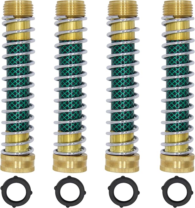 Lifynste Garden Hose Extension Adapter, Hose Kink Protector with Coil Spring, 4 Pack