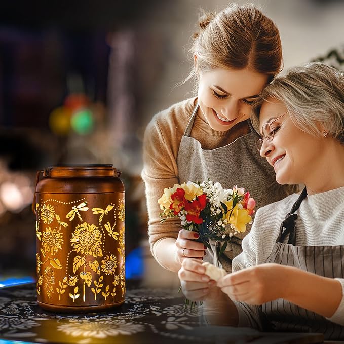 2pack Solar Lanterns Lights Outdoor Hanging Lantern Waterproof Metal LED Dragonfly Spring Decor Mothers Day Gifts for Women Men Mom Grandma Solar Light for Garden,Yard,Patio, Lawn,Pathway,Landscape