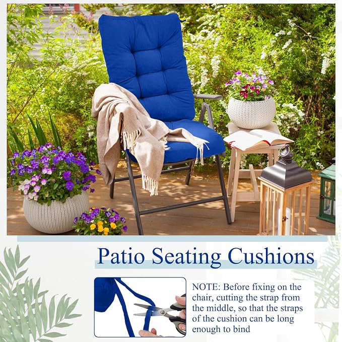 Juexica 4 Sets Outdoor Patio Chair Cushions Seat High Back Tufted Pillow Replacement Rocking Chair Cushions Pads for Patio Summer Seasonal Indoor Home Office