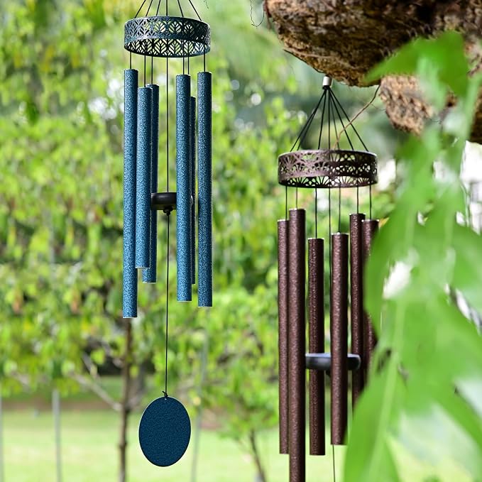 Vanquer Wind Chimes for Outside Deep Tone - 38'' Wind Chimes Outdoor Clearance, Deep Tone, Soothing, Windchimes Outdoors, Memorial, Sympathy Gift, Garden Patio Yard, Home Décor (38" Water Vein Blue)