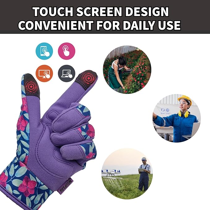 Gardening Gloves,Women Yard Work Garden Glove,Gifts | Thorn Proof,Puncture Resistant,Touchscreen,Gift,Leather,Spandex