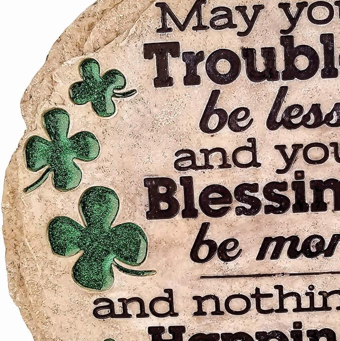 Spoontiques St Patrick's Day May Your Troubles Stepping Stone - Decorative Garden Stone for Yard, Patio, Garden or Walkway - Outdoor or Indoor Home Decor