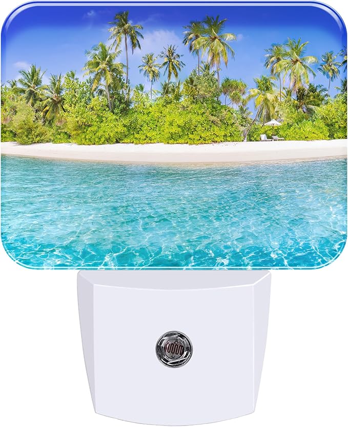 Night Light Subtropical Isle Plug-in Wall LED Night Lamp with Dusk-to-Dawn Smart Sensor Lamp for Adult Bedroom Living Room Hallway Kitchen