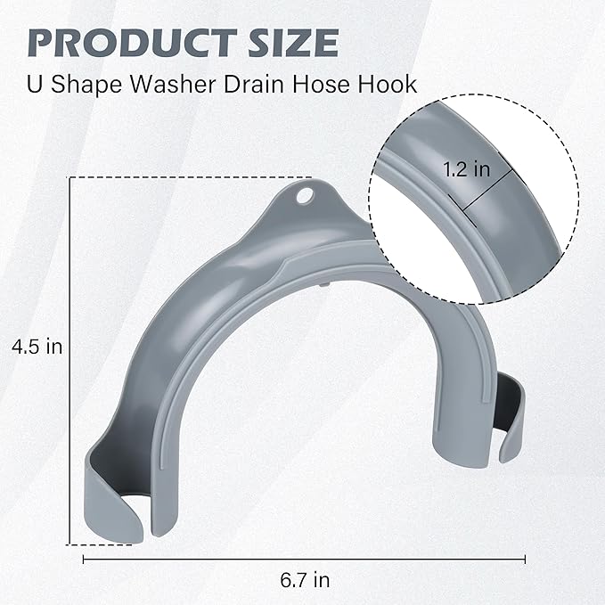 U-Shaped Washing Machine Drain Hose Holder Hook, U-Bend Hose Holder Hook for Laundry Tub, Dishwasher and Sink Srain Hoses, Compatible with Samsung, GE Washers (2Pack)