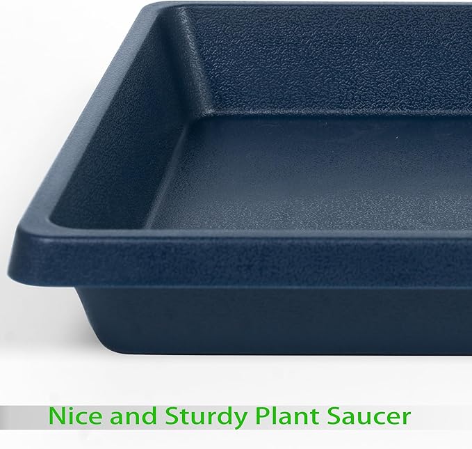 Square Plant Saucer 10 Inch 2 Pack, Plant Drip Trays and Flower Pot Saucers，Doubles Plant Water Catcher Tray, Plant Trays for Indoors No Holes, Plant Drainage Tray Saucers for Potted Plants