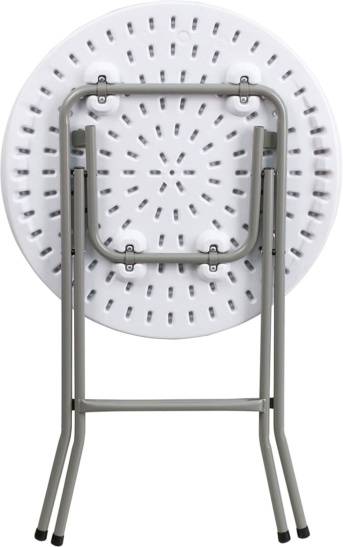 Flash Furniture Elon 2' Round All-Occasion Plastic Folding Event Table, Folding Banquet Table for Indoor/Outdoor Events, White