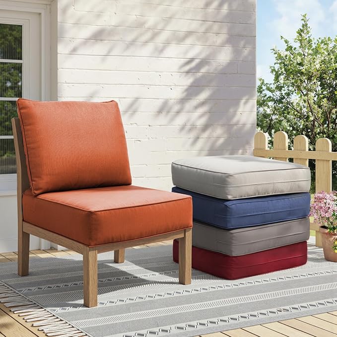 Outdoor Cushion Set for Furniture Patio Furniture, UV Resistant, Water Resistant - 6 Inch Thick Foam Garden Cushions – 22x24 Inch Patio Seat Covers for Chair/Sofa/Couch | Orange | 10-Pack |