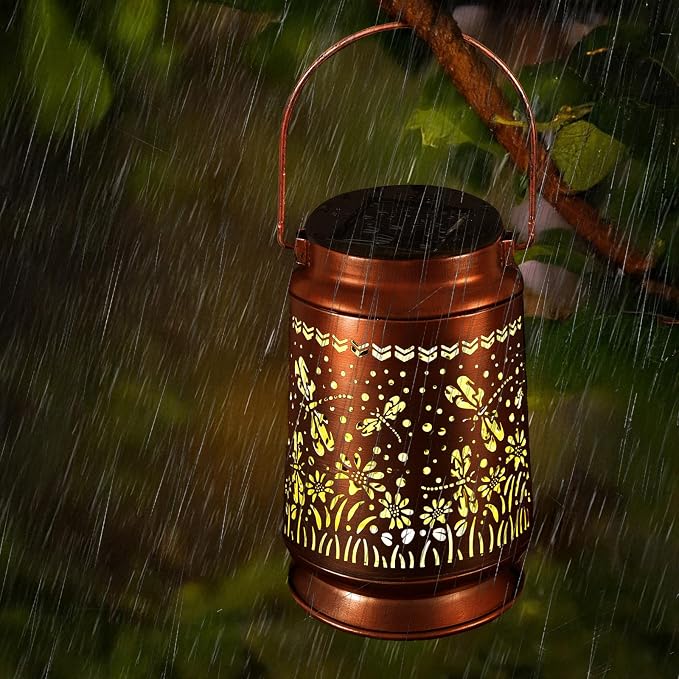 Solar Lanterns Outdoor Waterproof Gifts for Women Grandma Gifts for Mom Butterfly Garden Decor Solar Hanging Lantern Metal for Patio Yard Festival Pathway Landscape
