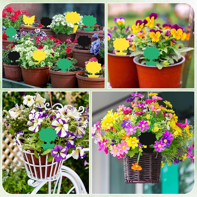 60 Pack Fruit Fly Traps Fungus Gnat Sticky Traps Yellow Black Green Plant Fly Stickers Double Side with Shovel for Indoor Outdoor Kitchen Garden Houseplant Flying Bug Insect (Flower)