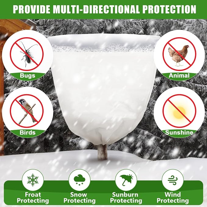 NNG 5PCS Winter Plant Covers Freeze Protection 39.4x39.4Inch Frost Blanket Shrub Covers with Drawstring Plant Protector Shrub Jacket Winter Tree Cover for Outdoor Plants, Shrub Potted Plants